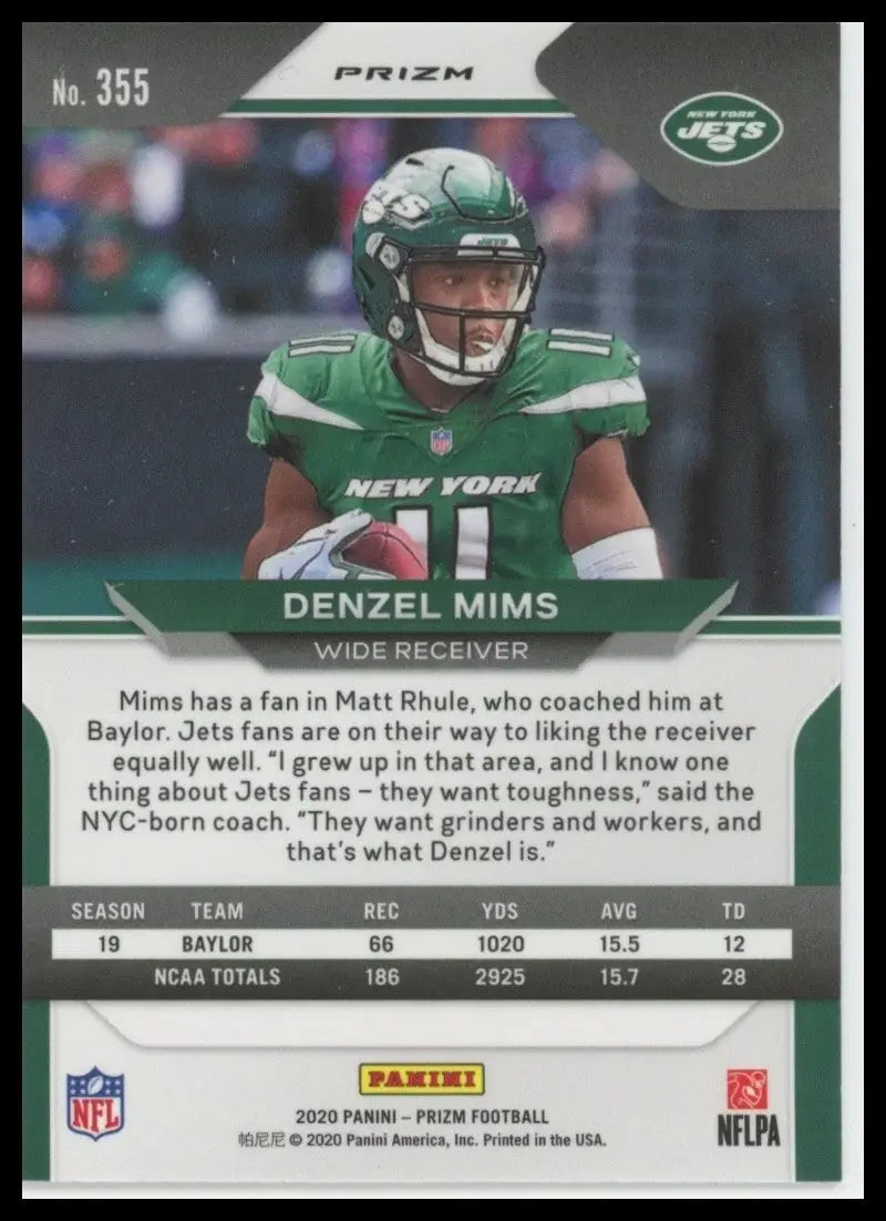 2020 Panini Prizm Orange Disco Denzel Mims Rookie #355 New York Jets Football