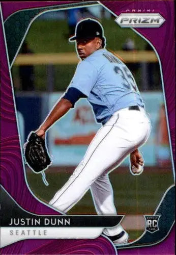 Justin Dunn baseball card from 2020 Panini Prizm Purple Prizm NM-MT Mariners