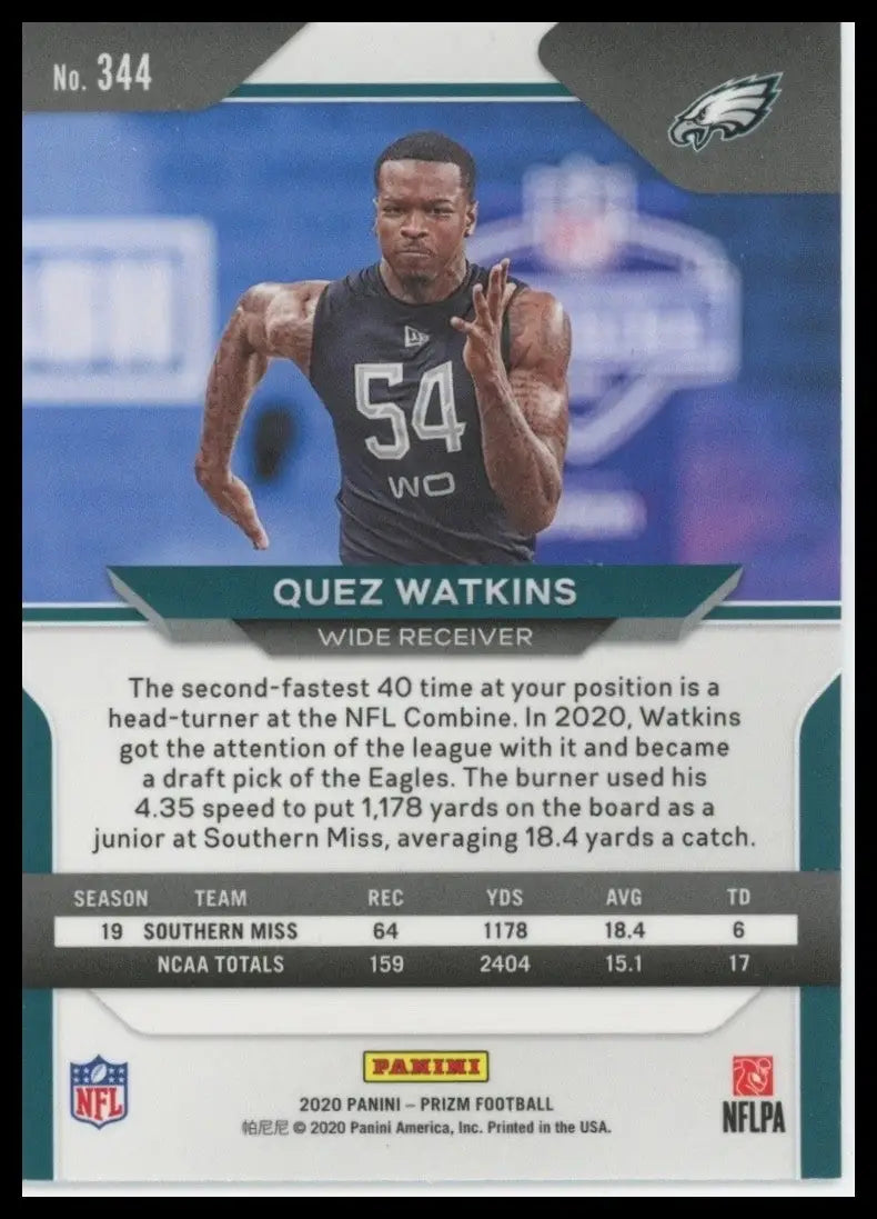 2020 Panini Prizm Quez Watkins Rookie #344 Philadelphia Eagles Football Card NFL