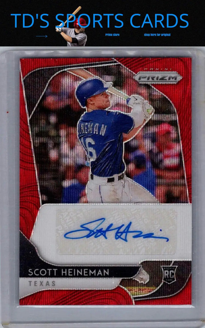 Scott Heineman rookie autographed baseball card from 2020 Panini Prizm Red Prizm