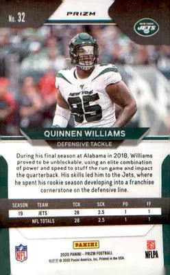 2020 Panini Prizm Prizm Red White and Blue #32 Quinnen Williams - Football Card Single