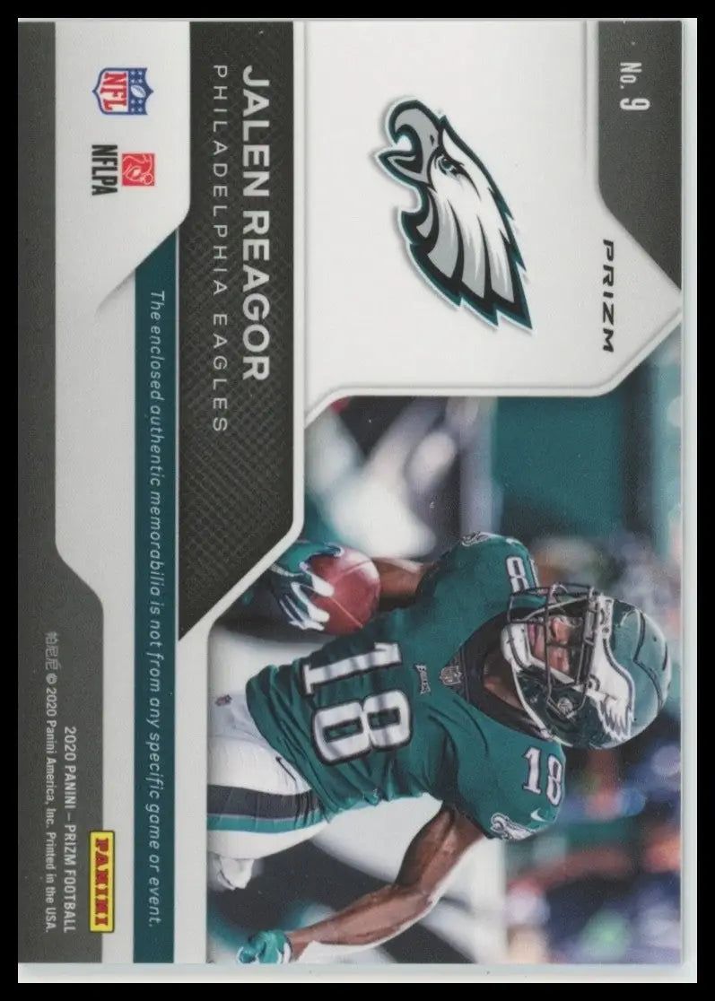 2020 Panini Prizm Rookie Gear Silver Jalen Reagor #9 Philadelphia Eagles Card