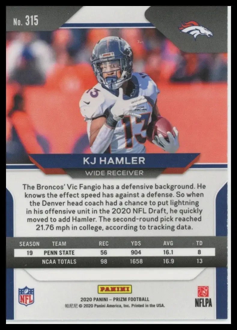 2020 Panini Prizm - Rookie KJ Hamler #315 (RC)
