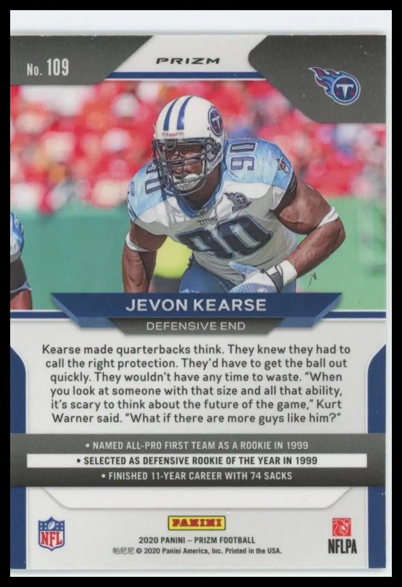 2020 Panini Prizm Silver Jevon Kearse #109 Tennessee Titans Football Card NFL