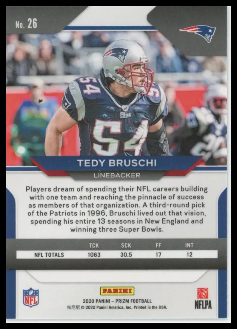 2020 Panini Prizm Tedy Bruschi 26 New England Patriots - Football Card Single