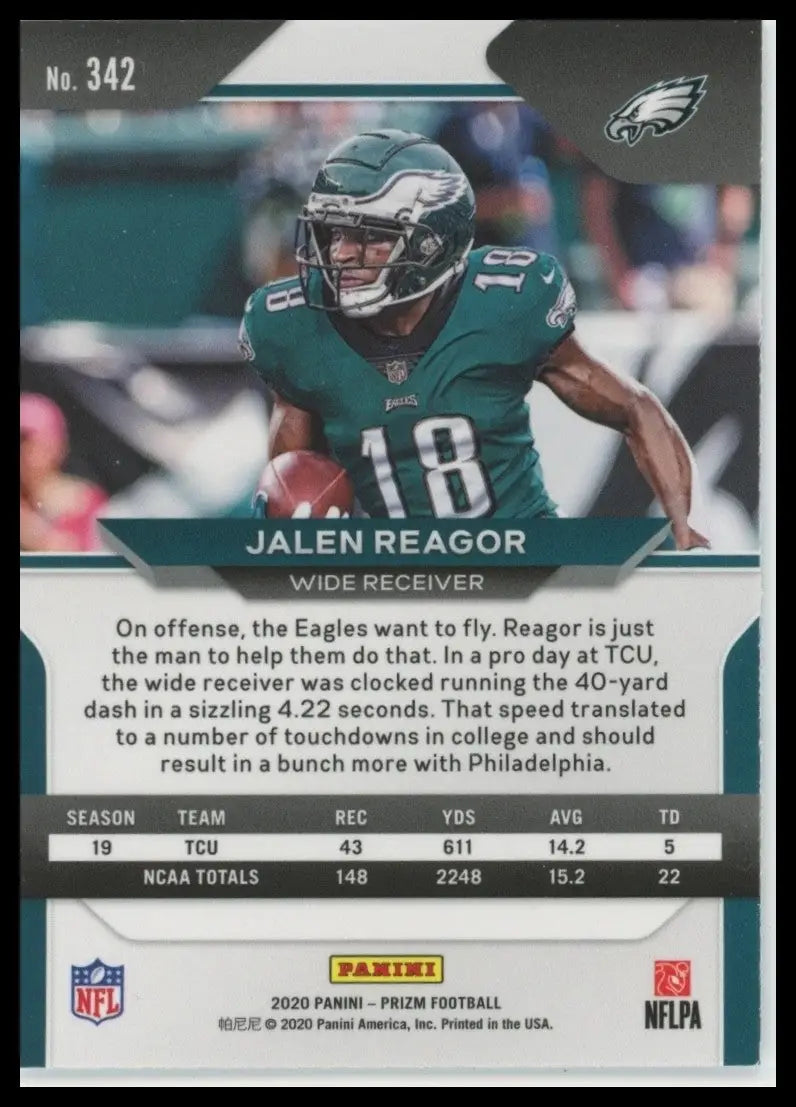 2020 Panini Prizm Variation Negative Jalen Reagor Rookie #342 Philadelpia Eagles