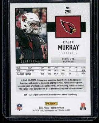 2020 Panini Score Kyler Murray #290 Football - Football Card Single