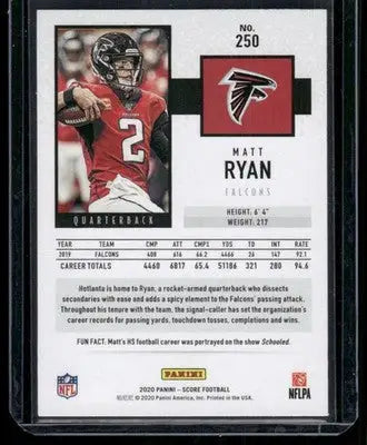 2020 Panini Score Matt Ryan #250 Football - Football Card Single