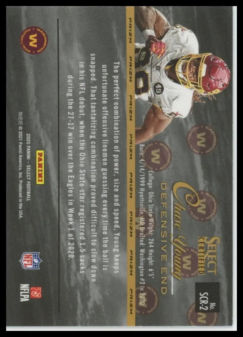 2020 Panini Select - Select Certified Rookies Chase Young #SCR-2 Silver Prizm... - Football Card Single