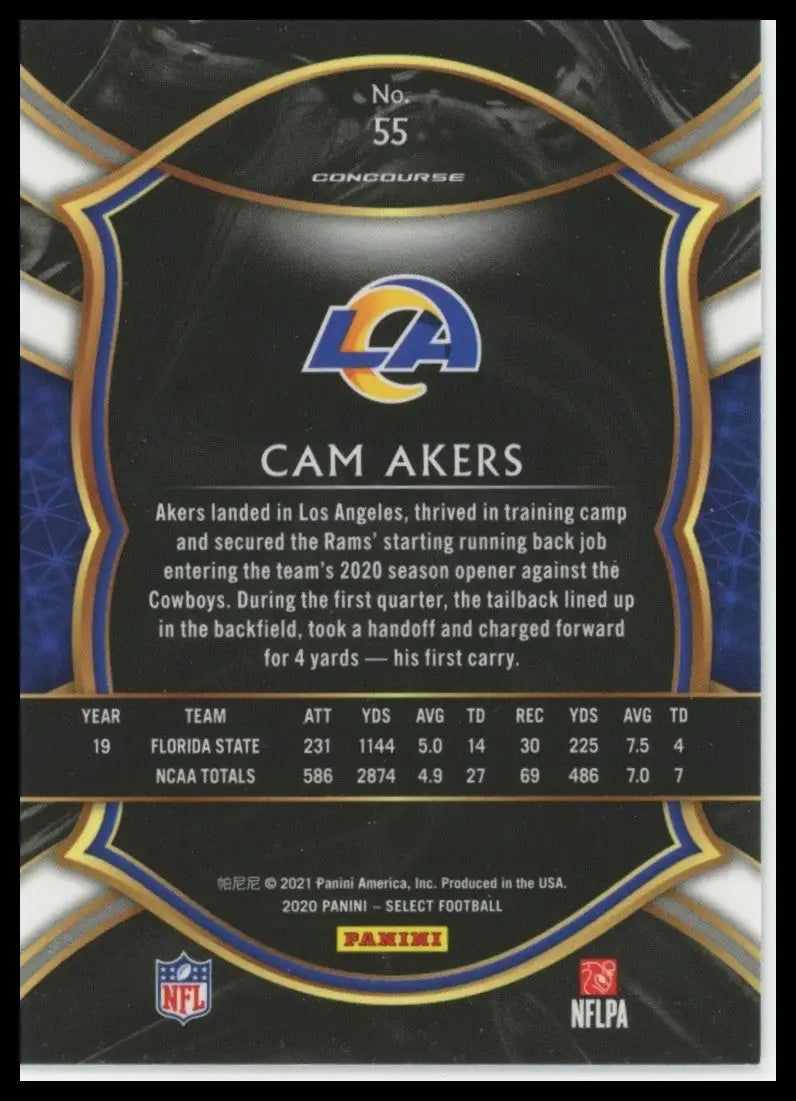 2020 Panini Select - Concourse Cam Akers #55 (RC) - Football Card Single