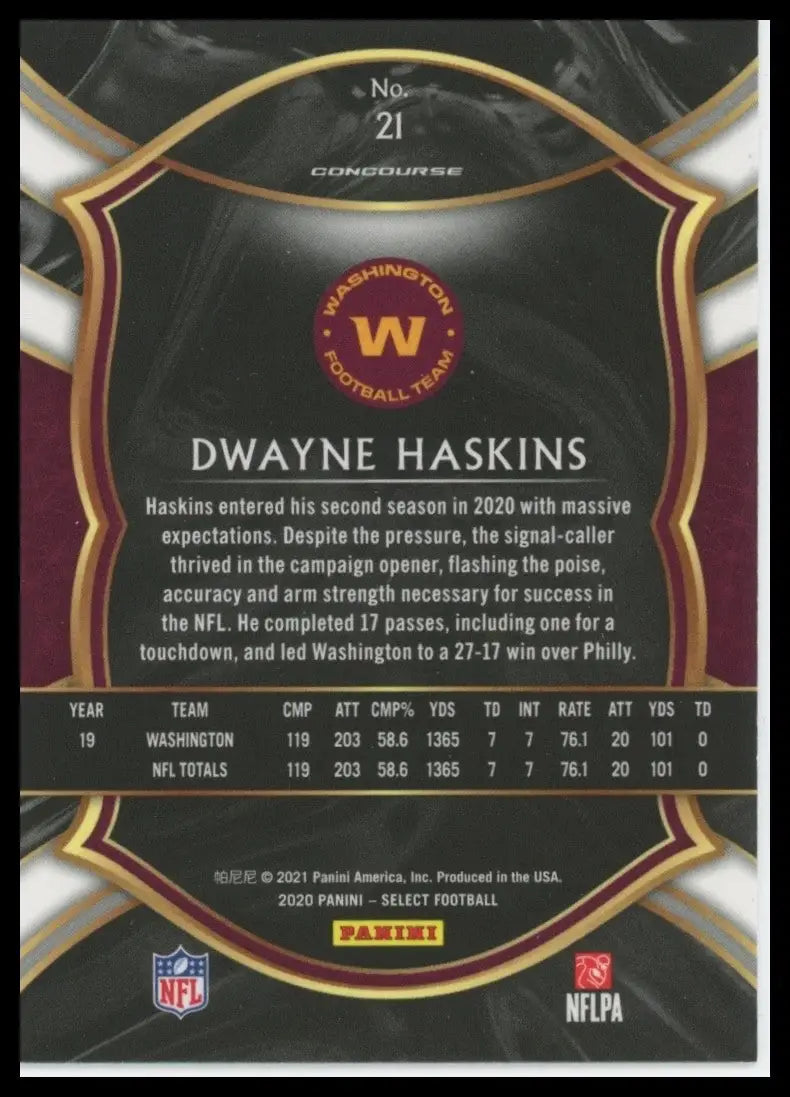 2020 Panini Select - Concourse Dwayne Haskins #21 - Football Card Single