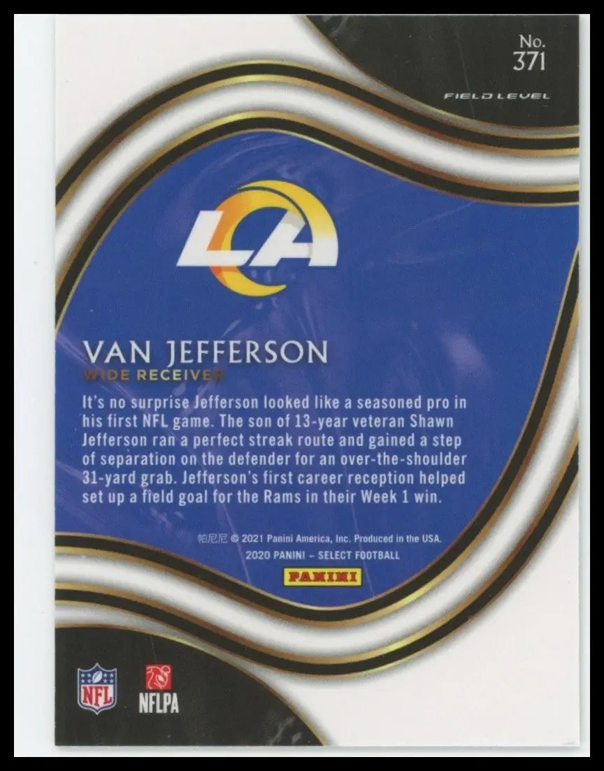 2020 Panini Select - Field Level Van Jefferson #371 (RC) - Football Card Single