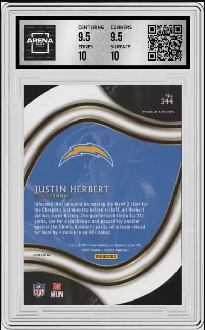 2020 Panini Select Justin Herbert #344 Field Level Die-Cut Tri Color AC 10 - Football Card Single
