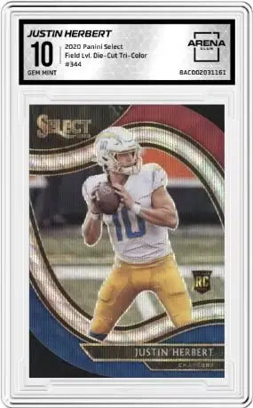 2020 Panini Select Justin Herbert #344 Field Level Die-Cut Tri Color AC 10 - Football Card Single