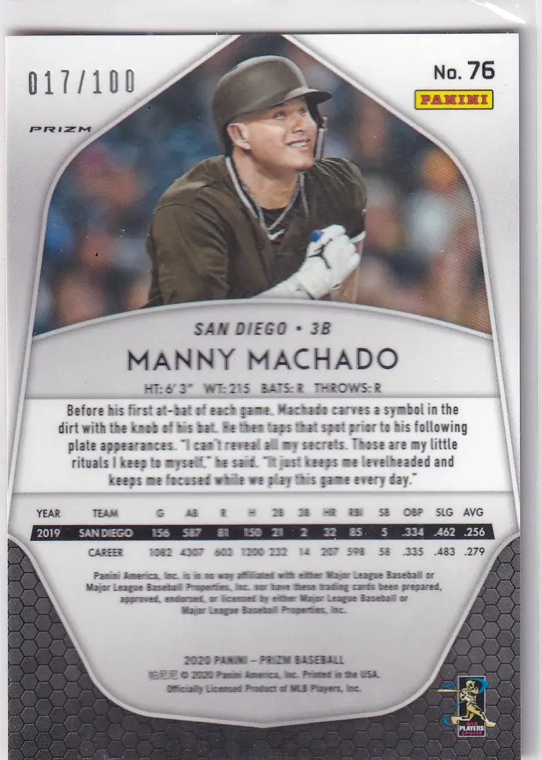 2020 PRIZM #76 MANNY MACHADO 17/100- SAN DIEGO PADRES