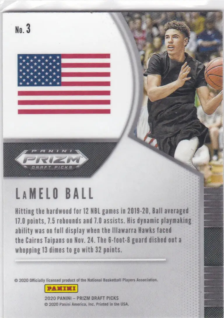 2020 PRIZM DRAFT PICK #3 LAMELO BALL- CHARLOTTE HORNETS - Basketball Card Single