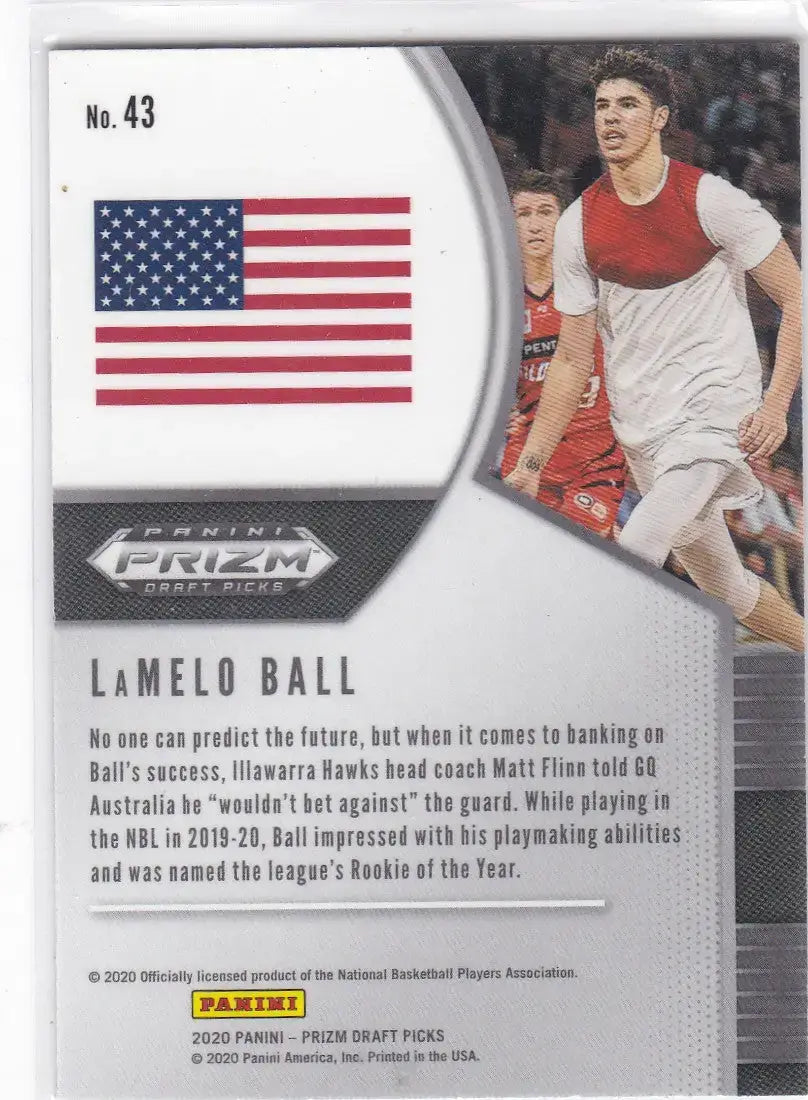 2020 PRIZM DRAFT PICK #43 LAMELO BALL- CHARLOTTE HORNETS - Basketball Card Single