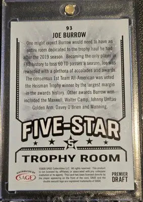 2020 SAGE HIT #93 Joe Burrow - Football Card Single