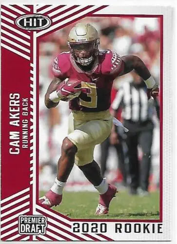 2020 SAGE HIT Premier Draft Red Cam Akers NM-MT rookie card with original gloss finish