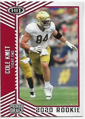 2020 SAGE HIT Premier Draft Red #58 Cole Kmet NM card with original gloss finish