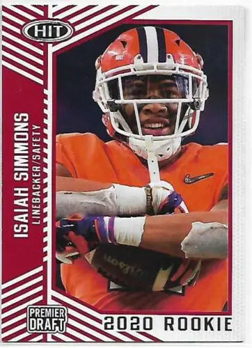 2020 SAGE HIT Premier Draft Red #77 Isaiah Simmons football trading card with original gloss