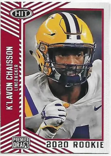 K’Lavon Chaisson 2020 SAGE HIT Premier Draft Red NM football card with original gloss