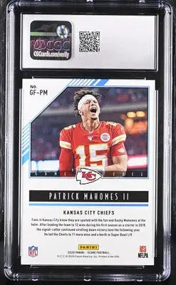 Graded Patrick Mahomes II Game Face football trading card from Score Patrick Mahomes series