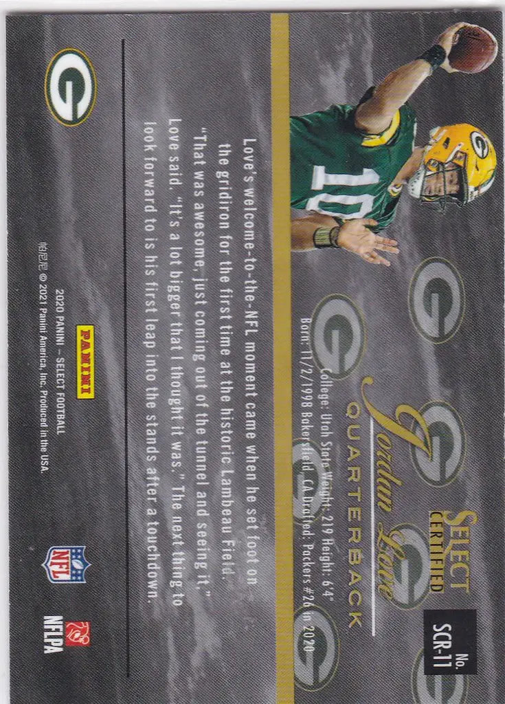 2020 Select #SCR-11 Jordan Love RC Green Bay Packers