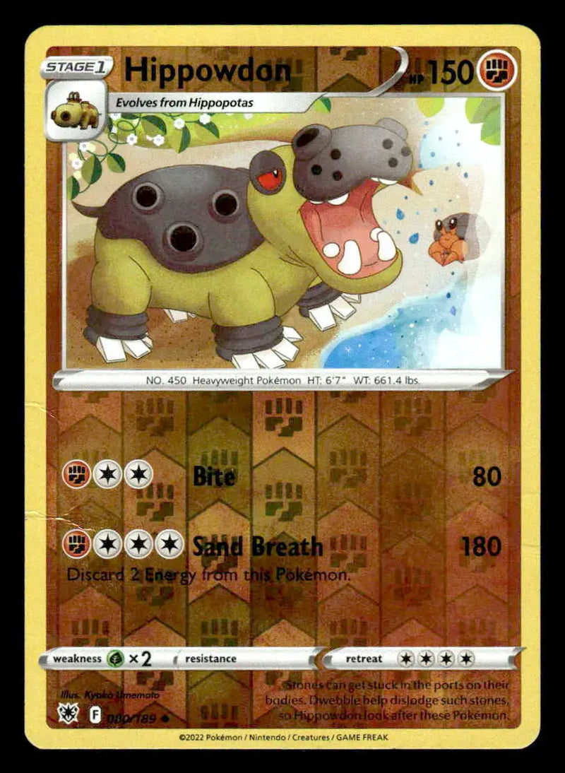 2020 Sword & Shield: Astral Radiance Hippowdon #080/189 Reverse Holo Uncommon LP - Pokémon Card Single