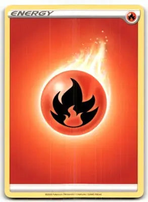 Fire Energy Pokémon card displayed with text-align center, line-height normal, 30px 30px