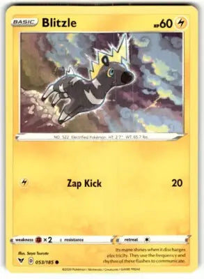 Vivid Voltage Blitzle Pokémon card from 2020 Sword & Shield displayed with text-align center