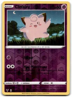 Vivid Voltage Clefairy Pokémon card displayed in 2020 Sword & Shield product text-align center
