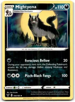 Vivid Voltage Mightyena Pokémon card from 2020 Sword & Shield Vivid Voltage set