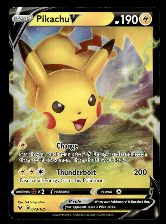 2020 Sword & Shield: Vivid Voltage Pikachu V #043/185 Illustration Rare NM - Pokémon Card Single