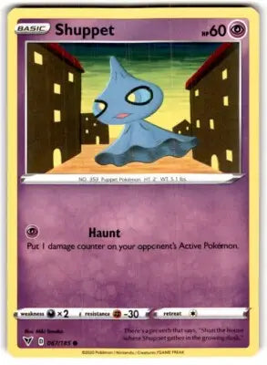 Vivid Voltage Shuppet Pokémon card from 2020 Sword & Shield Vivid Voltage series