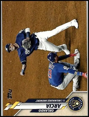 Baseball card featuring Orlando Arcia from 2020 Topps #149 Brewers with original gloss