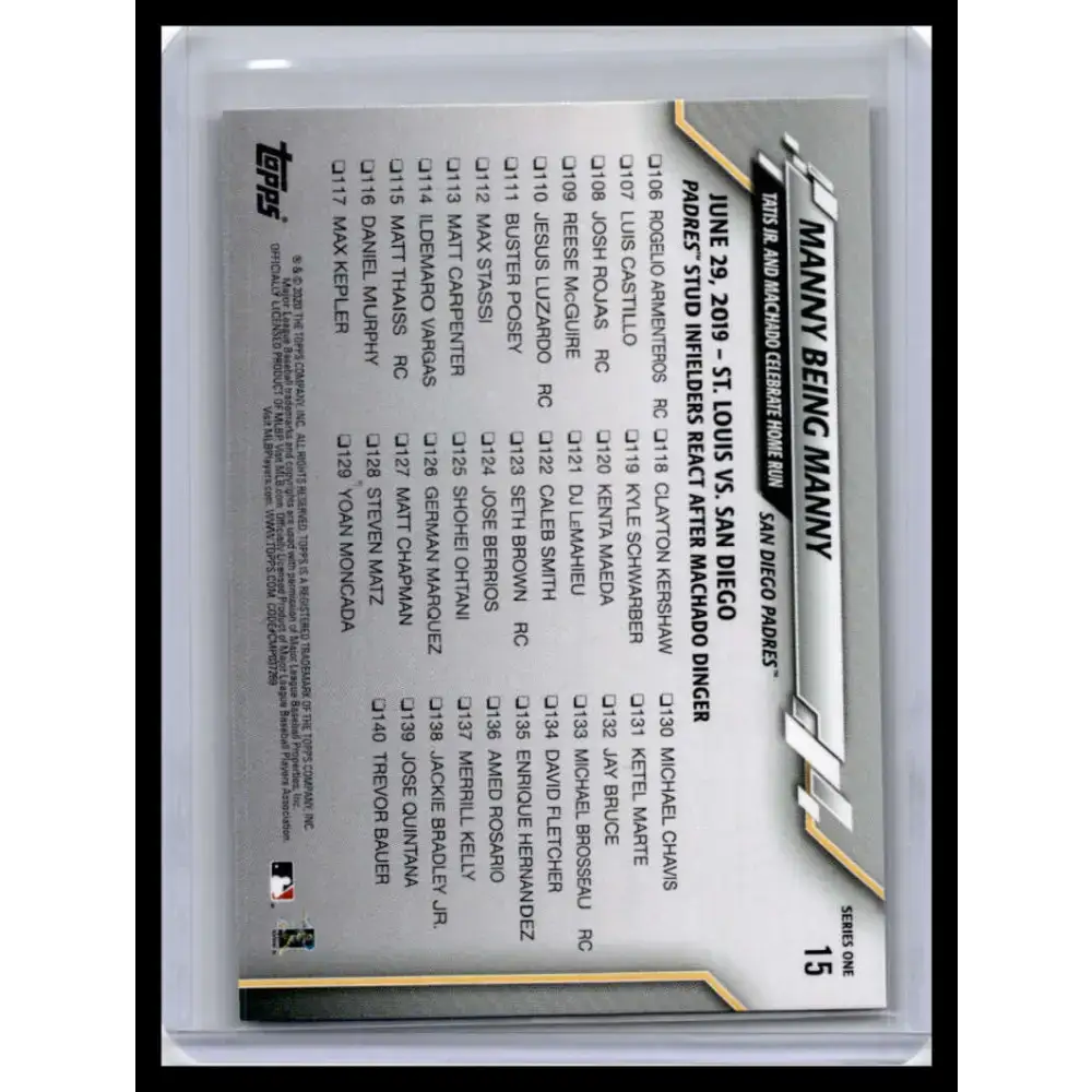 2020 Topps #15 Manny Being Manny/Tatis Jr./Machado) CL NM-MT San Diego Padres Baseball Card - Baseball Card Single