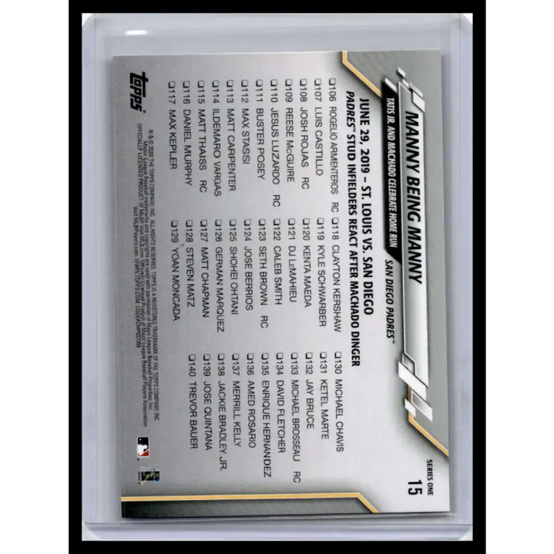 2020 Topps #15 Manny Being Manny/Tatis Jr./Machado) CL NM-MT San Diego Padres Baseball Card - Baseball Card Single