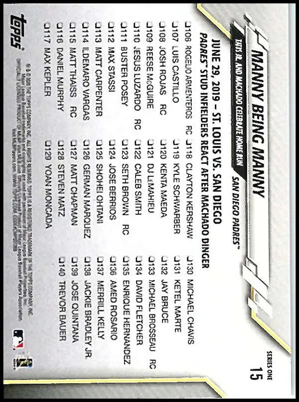 2020 Topps #15 Manny Being Manny NM-MT San Diego Padres Baseball Card - Baseball Card Single