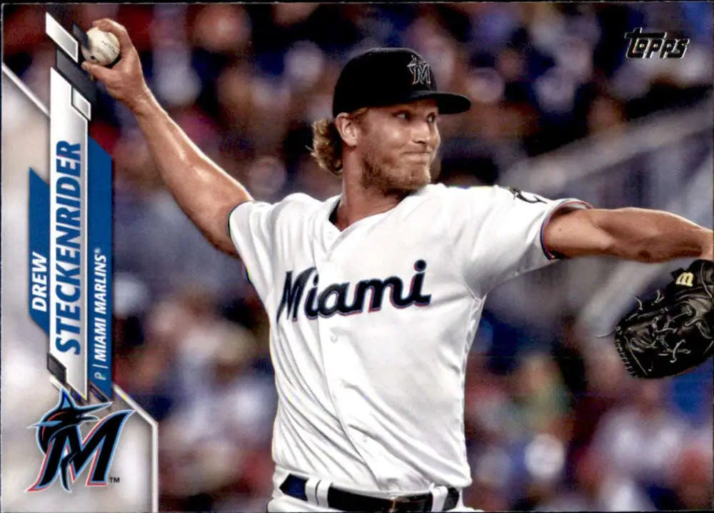 2020 Topps #600 Drew Steckenrider NM-MT Miami Marlins Baseball Card - Baseball Card Single