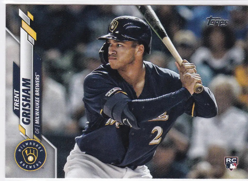 Baseball player Trent Grisham at bat in Milwaukee Brewers uniform, Grisham RC Milwaukee