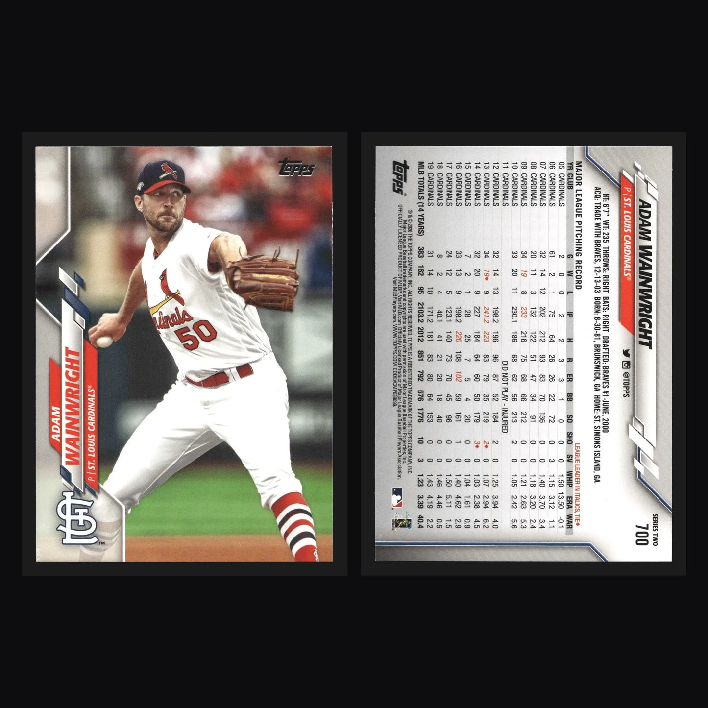 2020 Topps Adam Wainwright #700 St. Louis Cardinals - Baseball Card Single