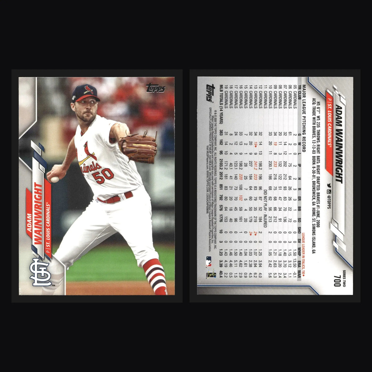 2020 Topps Adam Wainwright #700 St. Louis Cardinals - Baseball Card Single