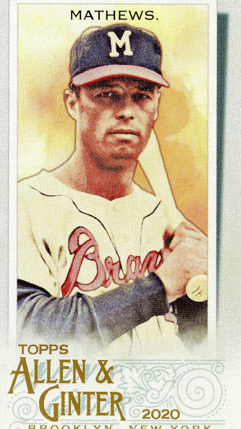 2020 Topps Allen & Ginter #22 Eddie Mathews Mini A&G Back Milwaukee Braves HOF - Baseball Card Single