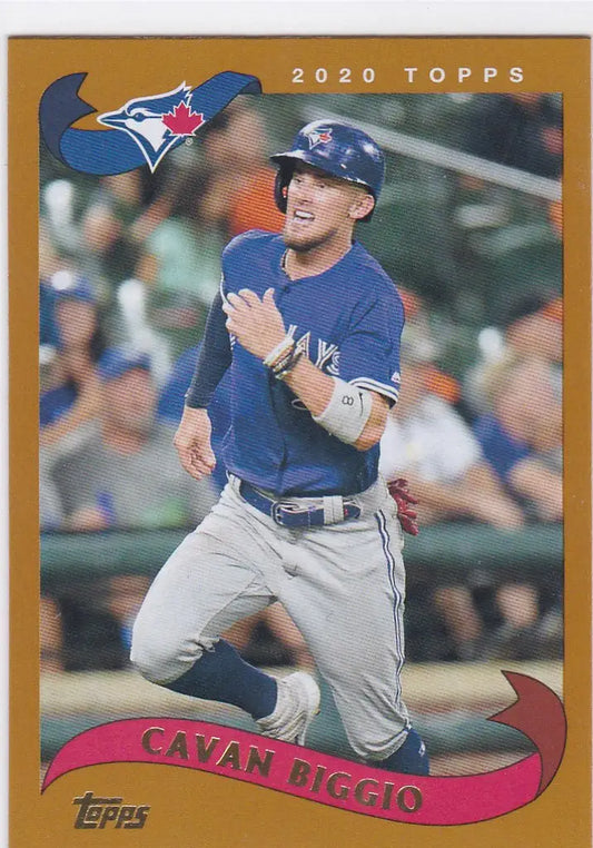 Baseball card of Cavan Biggio running for the Toronto Blue Jays in 2020 Topps Archives