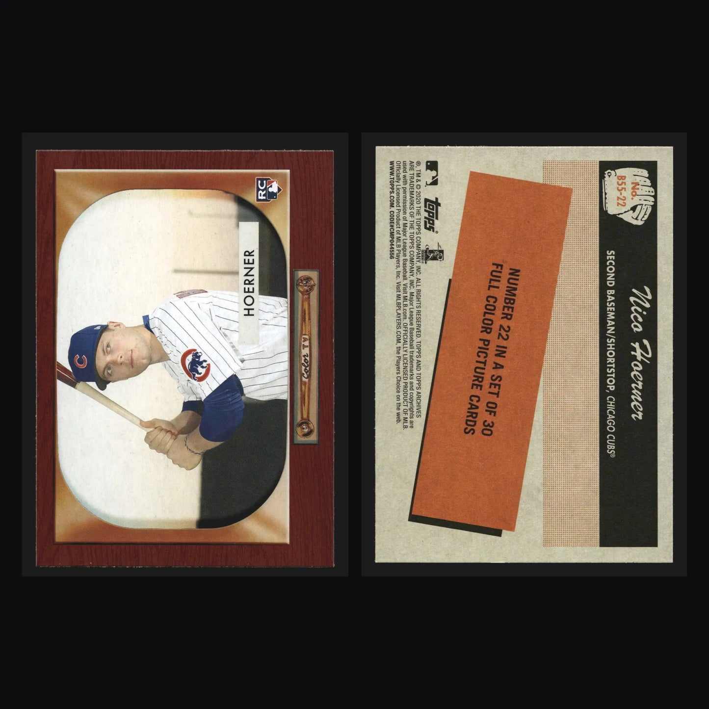 2020 Topps Archives Nico Hoerner #B55-22 1955 Bowman RC Cubs - Baseball Card Single