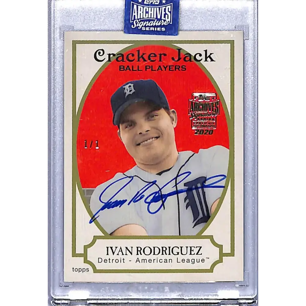 2020 Topps Archives Signature Cracker Jack #7 Ivan Rodriguez NM-MT Auto 1/1 Detroit Tigers - Baseball Card Single