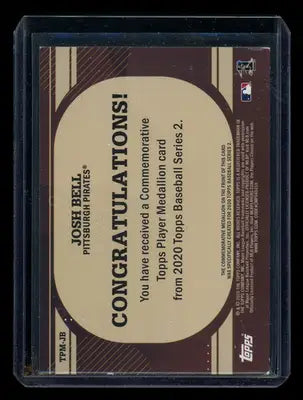 2020 Topps Baseball Series 2 Josh Bell #TPM-JB Commemorative Player Medallion - Collectibles