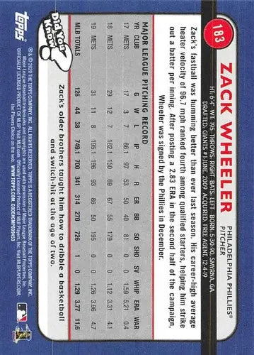 2020 Topps Big League #183 Zack Wheeler NM-MT Phillies - Baseball Card Single