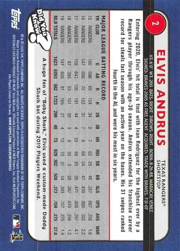 Elvis Andrus baseball card from 2020 Topps Big League series, NM-MT condition